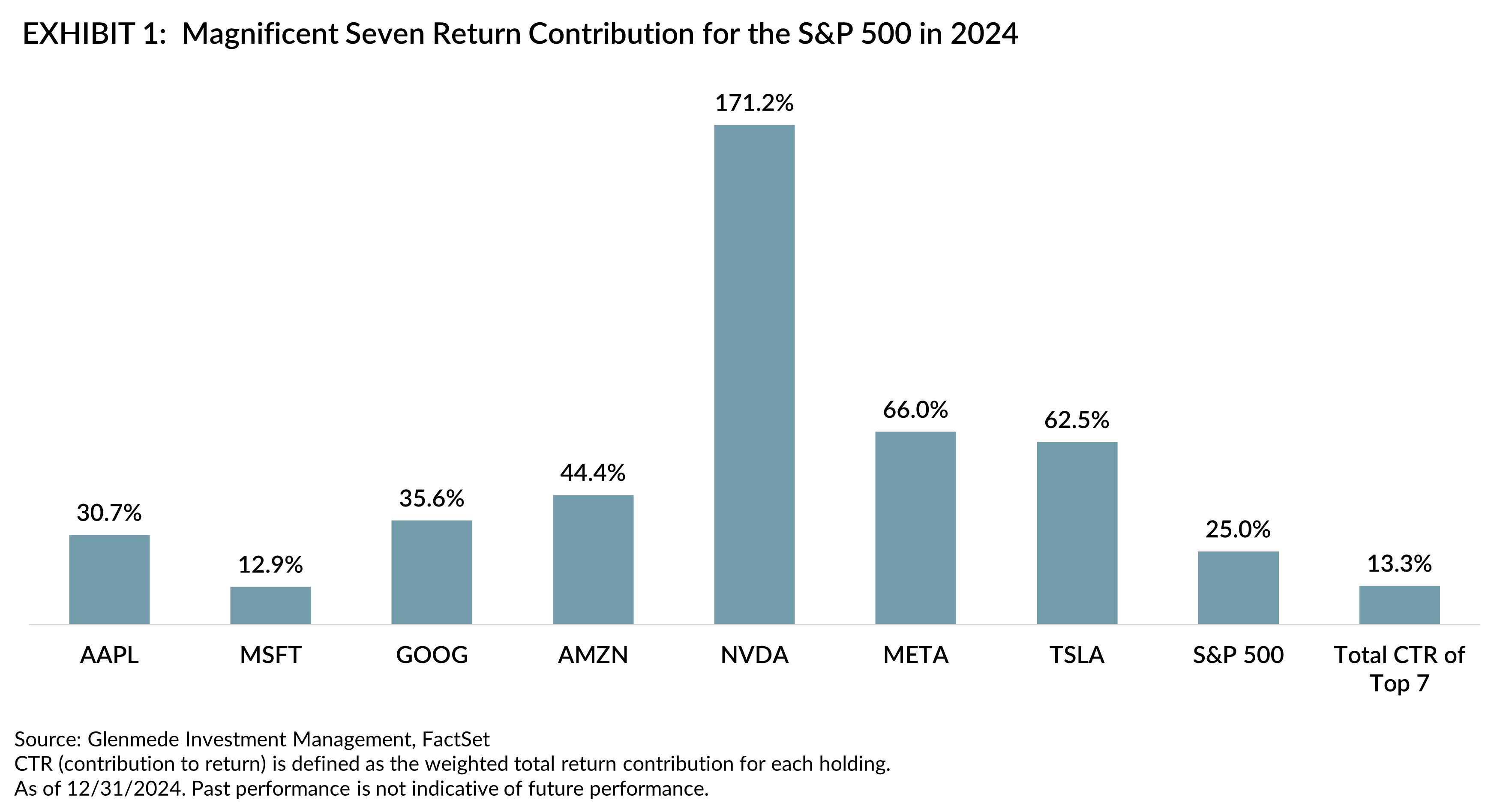 Magnificent Seven Return Contribution for the S&P 500 in 2024